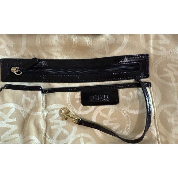 Michael Kors Womens Santorini Tote Bag Yellow Black Straw Patent Leather Woven - Picture 13 of 16